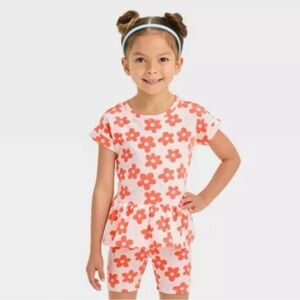 Cat & Jack Kids Floral Matching Set. Peachy Pink